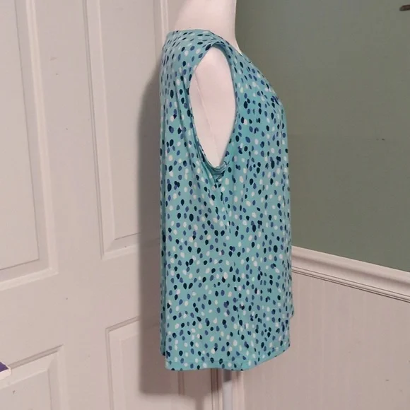 Liz Claiborne Large Sleeveless Teal Dots Tank Top - Picture 7 of 9